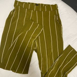 Striped skinny-leg moss green pants size M